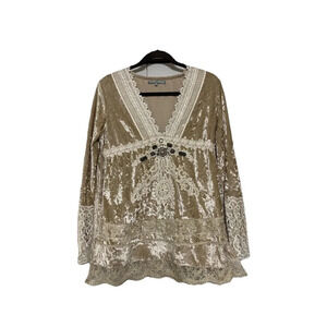 Passion Concept Crushed Velvet And Lace Ivory / Gold Victorian Fairy Romantic L
